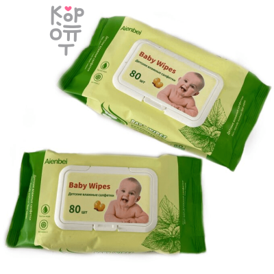 Aienbei Baby Wipes - Детские влажные салфетки с витамином С, 80шт.