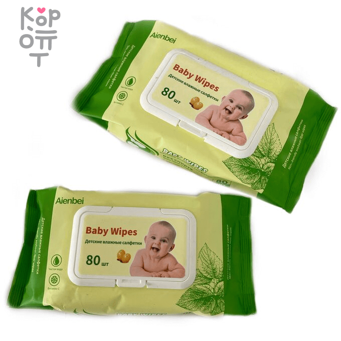 Aienbei Baby Wipes - Детские влажные салфетки с витамином С, 80шт., купить с доставкой на дом фото 1 — Корейские товары для всей семьи(КорОпт)