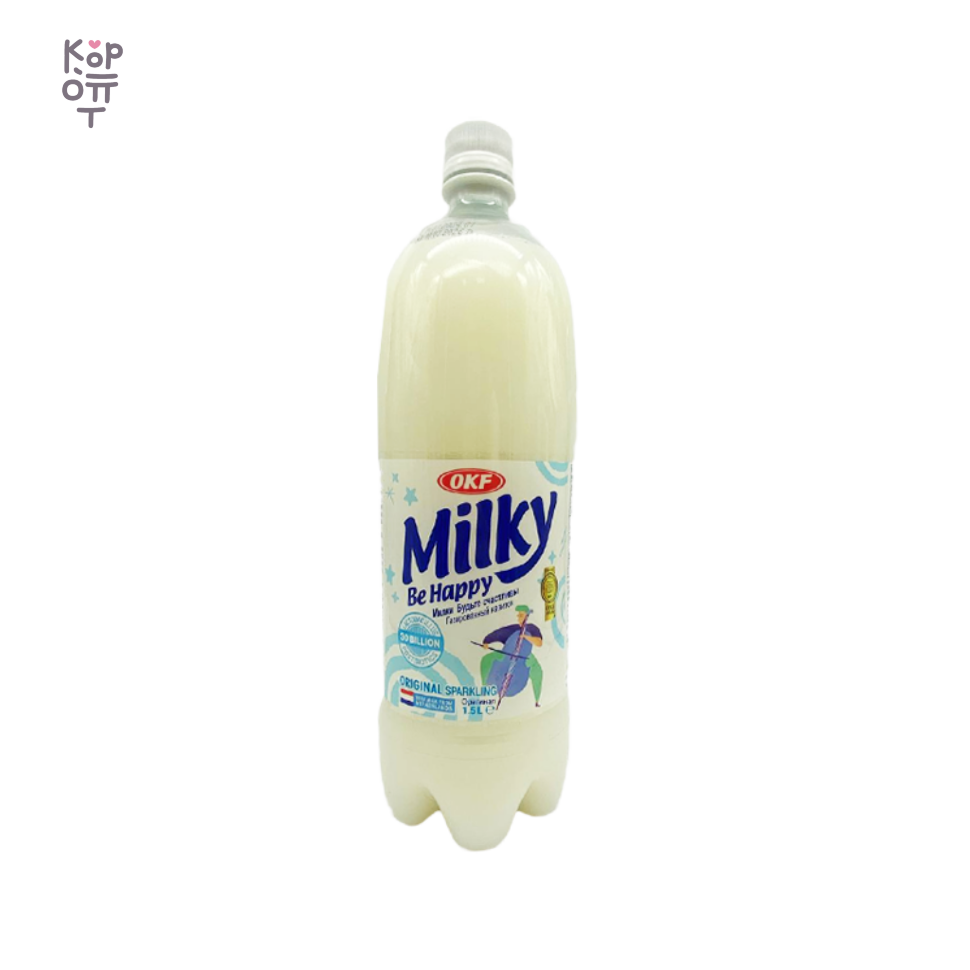 OKF — Milky Be Happy Original — Газированный молочный напиток OKF Milky Be Happy Original, 1500 мл — коробка 12 шт