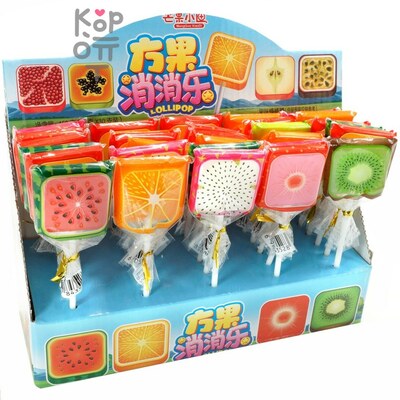 Карамель леденцовая MangGuo Lollipop квадратная с взрывным вкусом спелых фруктов