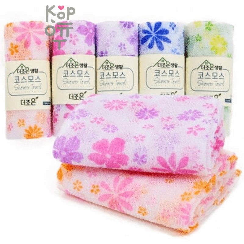 Shower Towel Happy Clean Day - Мочалка-полотенце для душа Цветочек бумажная обертка 1 шт