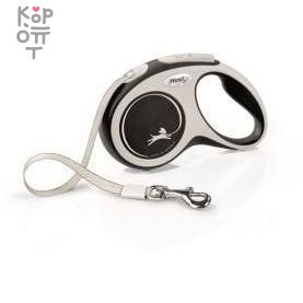 flexi рулетка NEW LINE Comfort S (до 15 кг) лента 5 м серый/черный — Корейские товары для всей семьи(КорОпт)