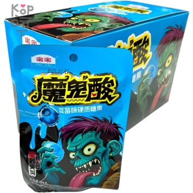 Кислая леденцовая карамель He He Super Sour - Жутко кислые конфеты Цветной язык, со вкусом Голубики &mdash; Корейские товары для всей семьи(КорОпт)