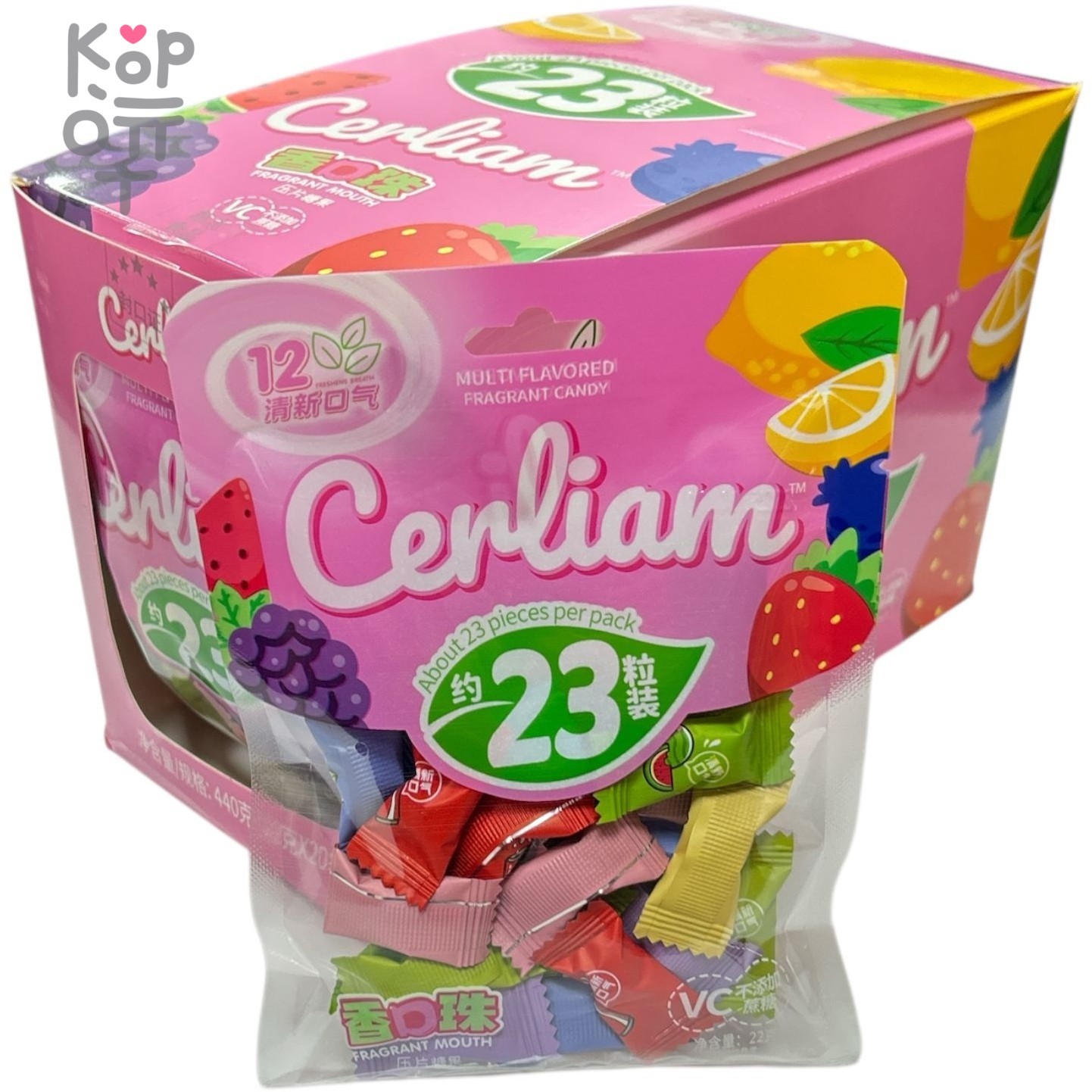 Карамель VC Cerliam Candy Холодок ароматный с вкусом спелых фруктов, розовая, купить с доставкой на дом фото 1 &mdash; Корейские товары для всей семьи(КорОпт)