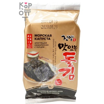Морская капуста Jinyang хрустящая обжаренная, с красным перцем, 8гр.
