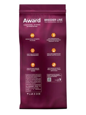 Сухой корм AWARD PFB Monoprotein для взрослых собак мелких и миниатюрных пород из лосося с добавлением семян льна и алоэ вера 15кг