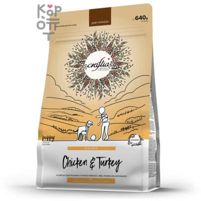 CRAFTIA NATURA Сухой корм для щенков средних и крупных пород из Курицы и Индейки. 