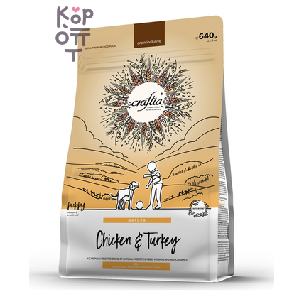 CRAFTIA NATURA Сухой корм для щенков средних и крупных пород из Курицы и Индейки.