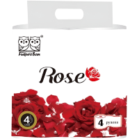 FukuroSan ROSE - Туалетная бумага, втулка, 4-х слойная, 96 × 115 мм размер листа, 4 рулона