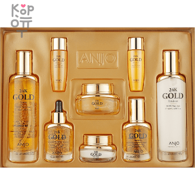 ANJO 24K Gold Skin Care 6-piece Set - Антивозрастной набор косметики с 24-каратным Золотом. — Корейские товары для всей семьи(КорОпт)