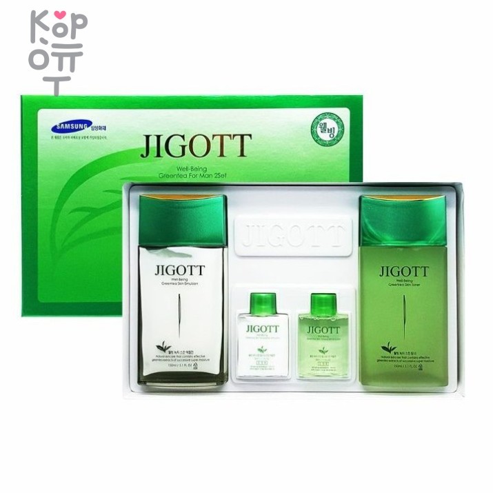 Jigott For Men Well-Being Greentea Skin Care 2 set - Набор для лица с экстрактом зеленого чая, мужской 150g+150g+30g+30g Чай JIGOTT WELL-BEING GREEN TEA Set- Подарочный набор для мужчин с экстрактом — уходовое средство для регулярного использования; в товаре выделяется: медовое направление. В КорОпт можно подобрать свежие приходы азиатской косметики с хорошим остаточным сроком годности и собрать заявку по средствам регулярного ухода.