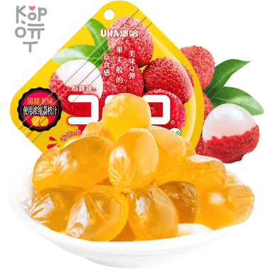 UHA CORORO Fruit Juice Gummy Lychee - Жевательные конфеты, в японском стиле, с фруктовым соком и со вкусом Личи, 52гр. &mdash; Корейские товары для всей семьи(КорОпт)