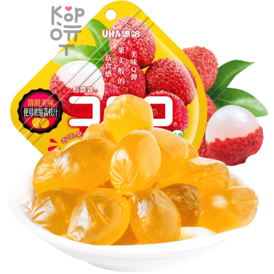 UHA CORORO Fruit Juice Gummy Lychee - Жевательные конфеты, в японском стиле, с фруктовым соком и со вкусом Личи, 52гр.
