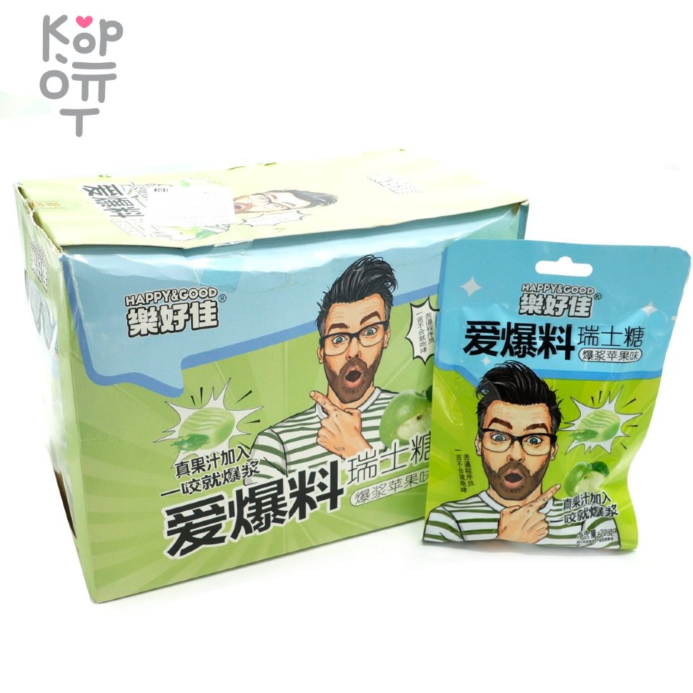 Кислая карамель Happy & Good Sour Acid Candy - Сэндвич с начинкой и взрывным вкусом Яблока, купить с доставкой на дом фото 1 &mdash; Корейские товары для всей семьи(КорОпт)