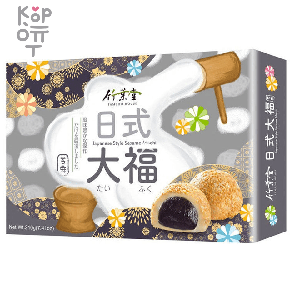 Bamboo House Japanese Daifuku Sesame - Японское Моти дайфуку кунжут, 6шт., 210гр., купить с доставкой на дом фото 1 — Корейские товары для всей семьи(КорОпт)