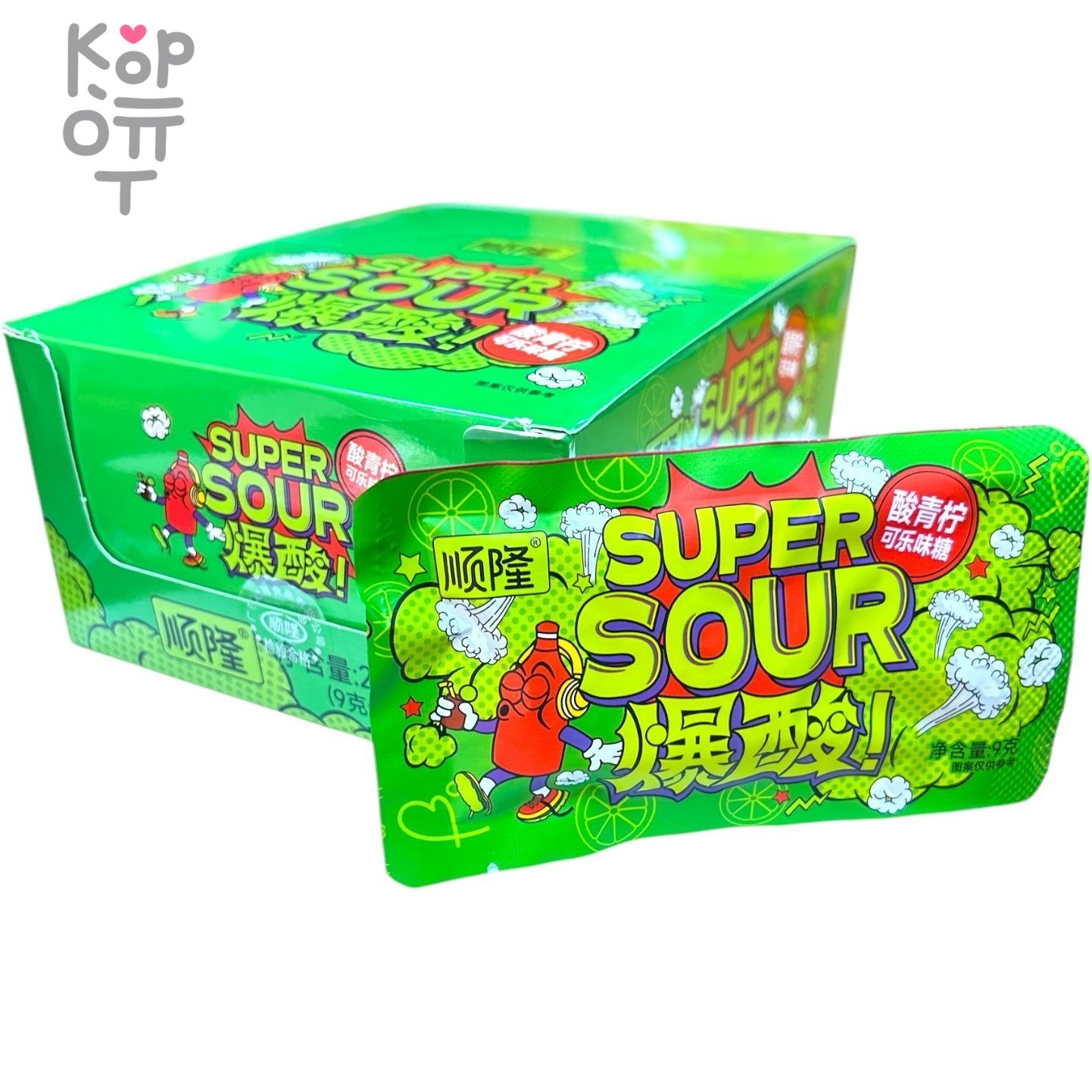 Кислая карамель Super Sour Candy - Кислый фрукт со вкусом Клубники