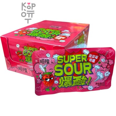 Кислая карамель Super Sour Candy - Кислый фрукт со вкусом Клубники