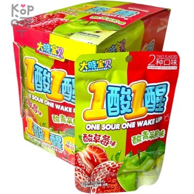 Кислая карамель On Sour One Wake Up Candy - Два вкуса кислый, второй леденящий - Клубника и Яблоко &mdash; Корейские товары для всей семьи(КорОпт)