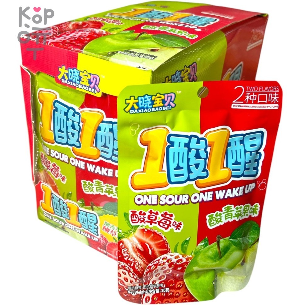 Кислая карамель On Sour One Wake Up Candy - Два вкуса кислый, второй леденящий - Клубника и Яблоко, купить с доставкой на дом фото 1 &mdash; Корейские товары для всей семьи(КорОпт)