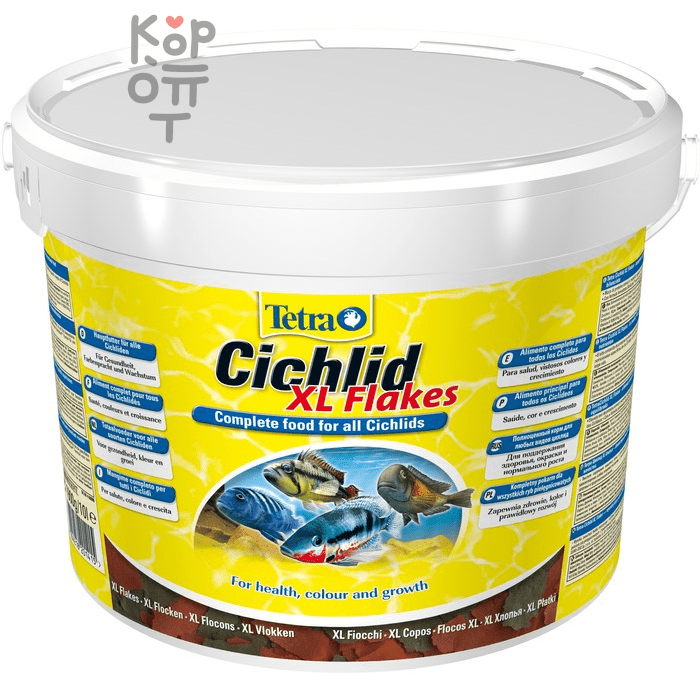 TetraCichlid XL корм для всех видов цихлид, крупные хлопья 10л. (ведро)