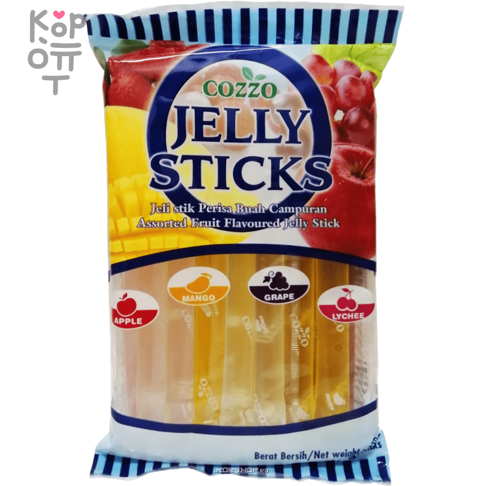 COZZO Jelly Stick - Палочки желейные фруктовое ассорти (манго, яблоко,  виноград, личи). по цене 236 руб. в интернет магазине Корейские товары для  всей семьи(КорОпт)