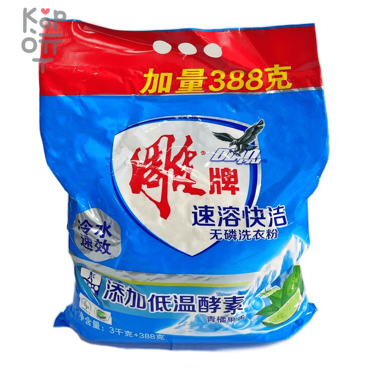 DIAO - Концентрированый стиральный порошок для белого и цветного белья , бесфосфатный, с ароматом лайма 3кг. + 388гр., купить с доставкой на дом фото 1 — Корейские товары для всей семьи(КорОпт)