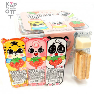 Печенье Dipping Sauce Cookie Bars Kids Finger Biscuits - Бисквитное печенье Зверята с нежным соусом, 28гр.