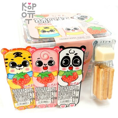 Печенье Dipping Sauce Cookie Bars Kids Finger Biscuits - Бисквитное печенье Зверята с нежным соусом, 28гр.