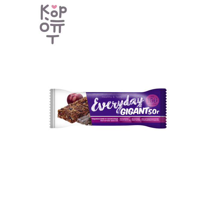 EVERYDAY — Батончик EVERYDAY GIGANT с черносливом и шоколадом, 50 г, 50 г