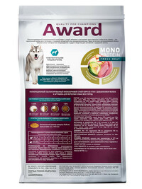 Сухой корм AWARD Monoprotein для взрослых собак всех пород из утки с добавлением яблок и артишока