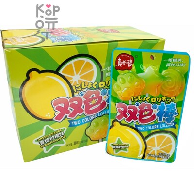 Карамель леденцовая Two Colors Lollipop с взрывным вкусом спелых Лимонов