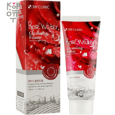 3W Clinic Rose Water Cleansing Foam - Очищающая пенка с экстрактом розы 100 мл