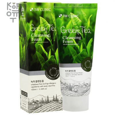 3W Clinic Green Tea Cleansing Foam - Пенка для умывания с экстрактом зелёного чая 100 мл