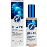 Enough Ultra X10 Cover Up Collagen Foundation SPF50+ PA - Увлажняющий тональный крем с коллагеном и высоким фактором защиты от УФ, 100гр.
