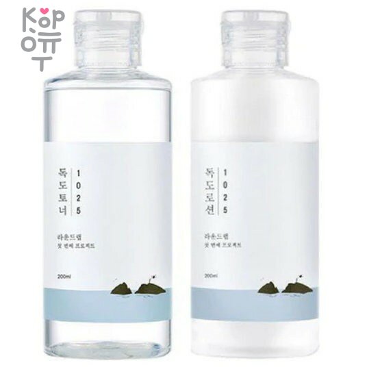Round Lab 1025 Dokdo Toner + Lotion - Увлажняющий Тонер+Лосьон для лица, 200мл+200мл., купить с доставкой на дом Увлажняющий Тонер+Лосьон для лица