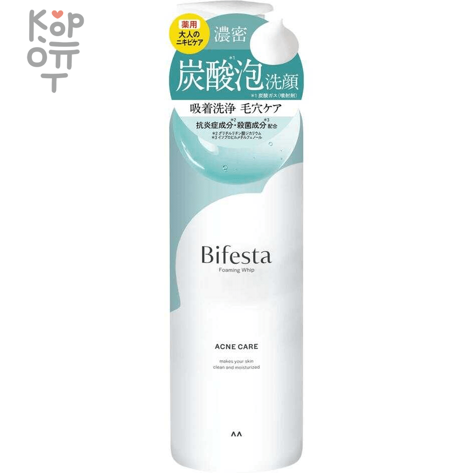 Mandom Bifesta Acne Care Foaming Whip - Пенка для проблемной кожи лица 200мл., купить с доставкой на дом фото 1 — Корейские товары для всей семьи(КорОпт)