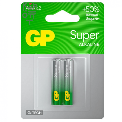 GP Super G-TECH LR03 GP24AA21-2CRSBC2 - Батарейка щелочная AAA, 2 шт