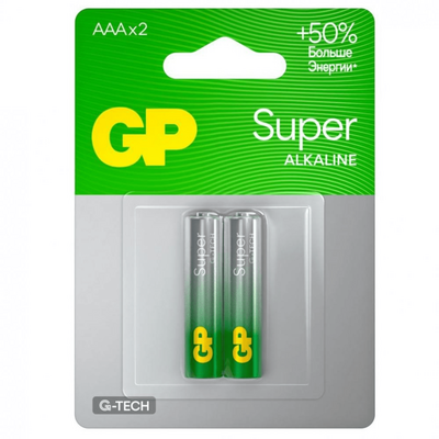 GP Super G-TECH LR03 GP24AA21-2CRSBC2 - Батарейка щелочная AAA, 2 шт