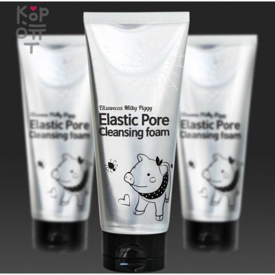 Elizavecca Milky Piggy Elastic Pore Cleansing Foam - Черная пенка для умывания с дрвесным углем и растительными экстрактами, 120 мл