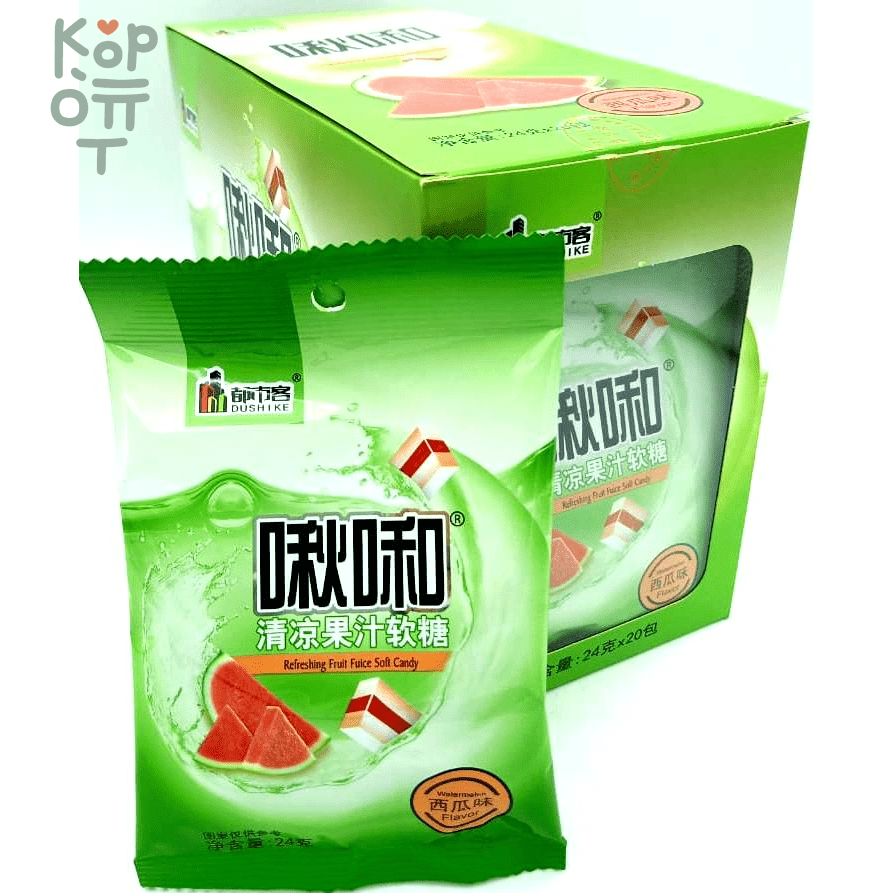 Конфеты жевательные Dushike Refreshing со вкусом арбуза, 480гр., купить с доставкой на дом фото 1 &mdash; Корейские товары для всей семьи(КорОпт)