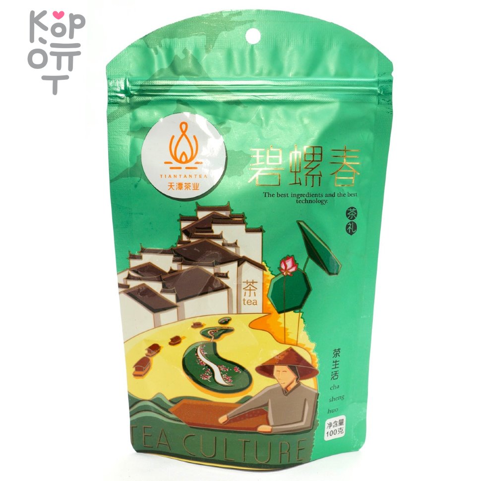 Чай Зеленый Билуочунь, чайная жизнь, 100гр., купить с доставкой на дом фото 1 &mdash; Корейские товары для всей семьи(КорОпт)