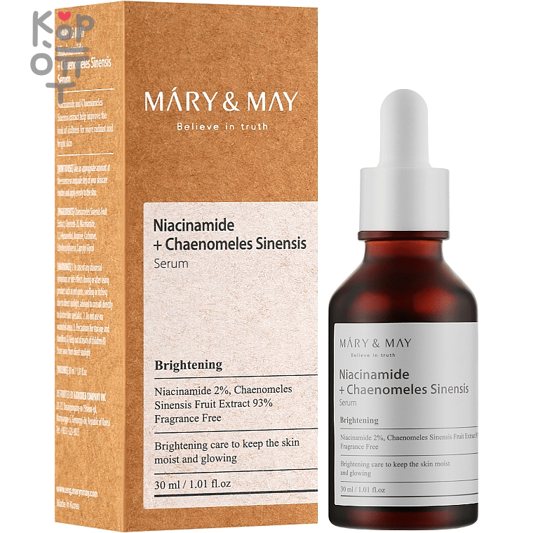 Mary&May Niacinamide + Chaenomeles Sinesis Serum - Осветляющая сыворотка для лица против пигментации и постакне 30мл.   , купить с доставкой на дом фото 1 &mdash; Корейские товары для всей семьи(КорОпт)