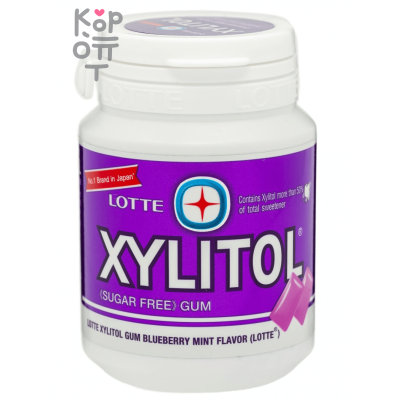 Резинка жевательная с голубикой и мятой Xylitol Blueberry Mint Lotte, 58гр. 