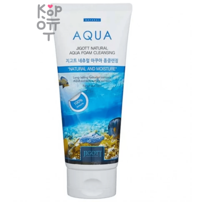 Jigott Natural Aqua Foam Cleansing - Увлажняющая пенка для умывания с аквамарином 180мл.