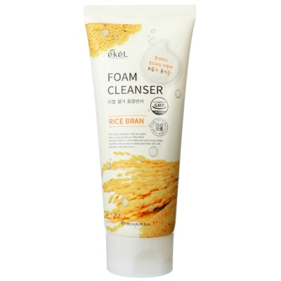 Ekel Rice Bran Foam Cleanser — Пенка для умывания с экстрактом рисовых отрубей, 180 миллилитров