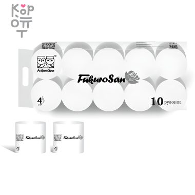 FukuroSan - Туалетная бумага 10 рулонов, с тиснением без втулки 4-х слойная, размер листа 101*140мм.  — Корейские товары для всей семьи(КорОпт)