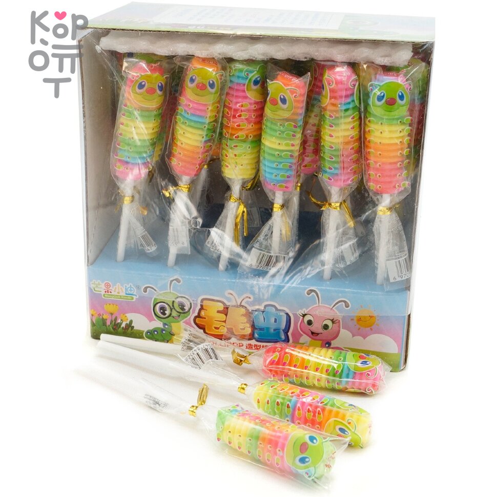 Леденец на палочке с фруктовым вкусом ShangJiaYi Caterpillar Lolipop - Фруктовые Гусенички, купить с доставкой на дом фото 1 &mdash; Корейские товары для всей семьи(КорОпт)