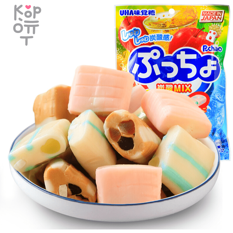 Uha Puchao Assorted Soda Flavour Soft Candy - Жевательные конфеты, Газированные мармеладки в ассортименте, 90гр.