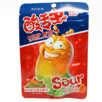 Кислая жевательная конфета Wisichi Sour Worms Gelatinized Candy - Кислые черви со вкусом Лайма и Апельсина