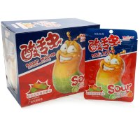Кислая жевательная конфета Wisichi Sour Worms Gelatinized Candy - Кислые черви со вкусом Лайма и Апельсина